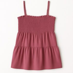 Paper Crane • Dusty Rose Smocked Tiered Cami Top • Size M